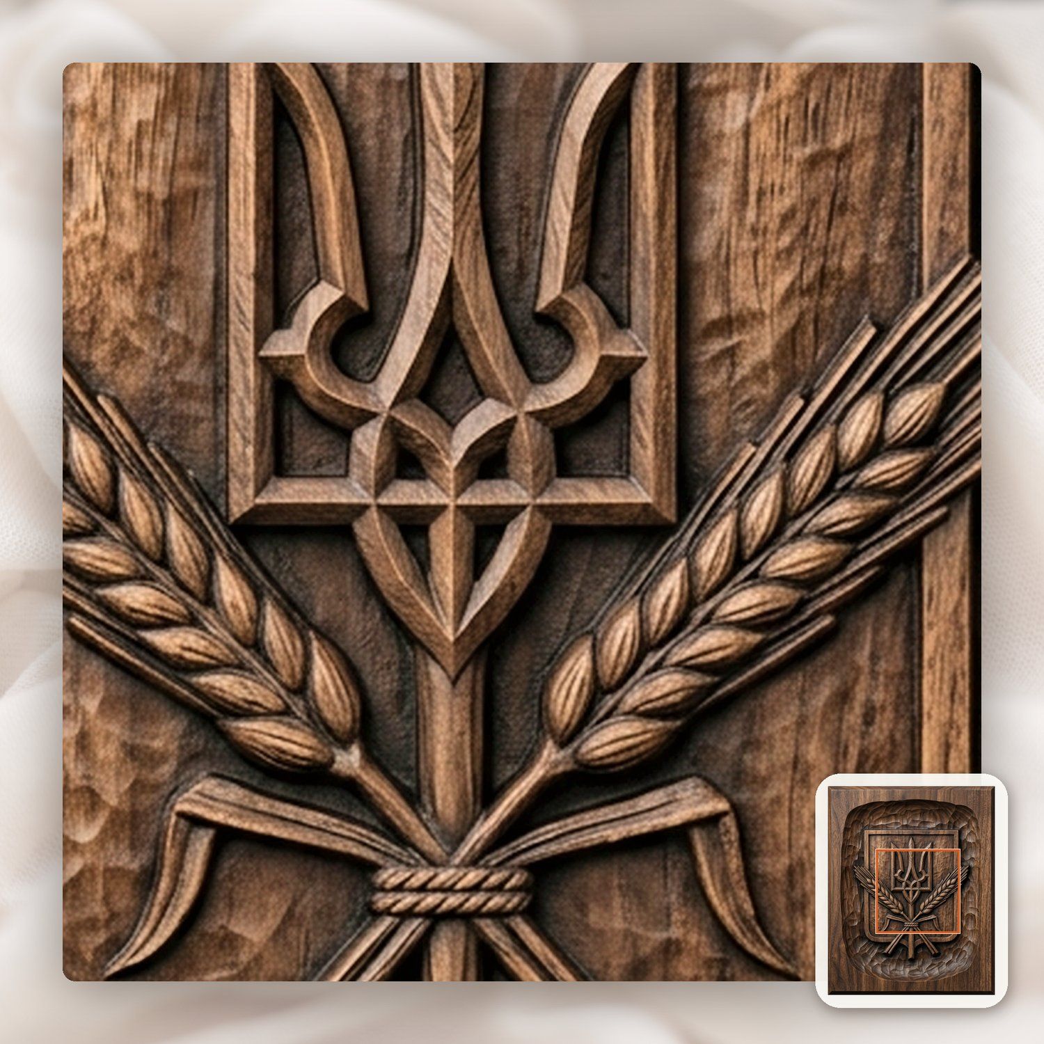 Ukrainian Trident Shield Wheat CNC Relief STL bas-relief STL — view 11