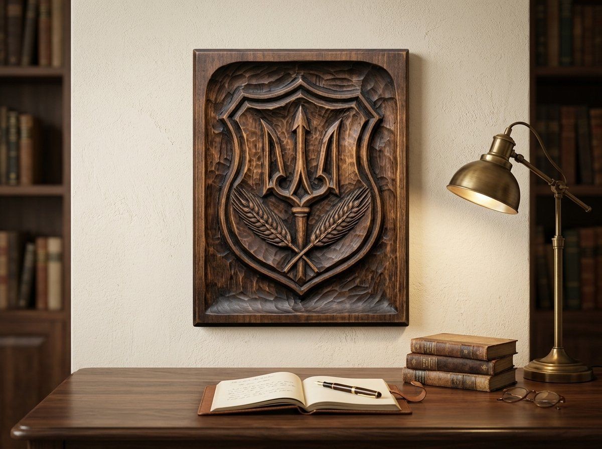 Ukrainian Trident Tryzub Shield CNC Relief STL bas-relief STL — view 13