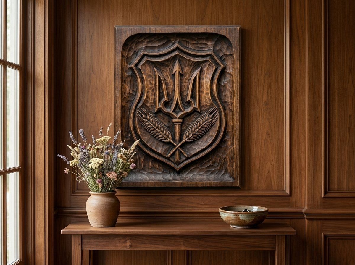 Ukrainian Trident Tryzub Shield CNC Relief STL bas-relief STL — view 14