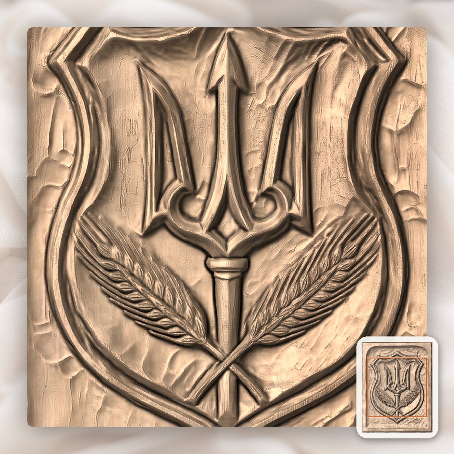 Ukrainian Trident Tryzub Shield CNC Relief STL bas-relief STL — view 7