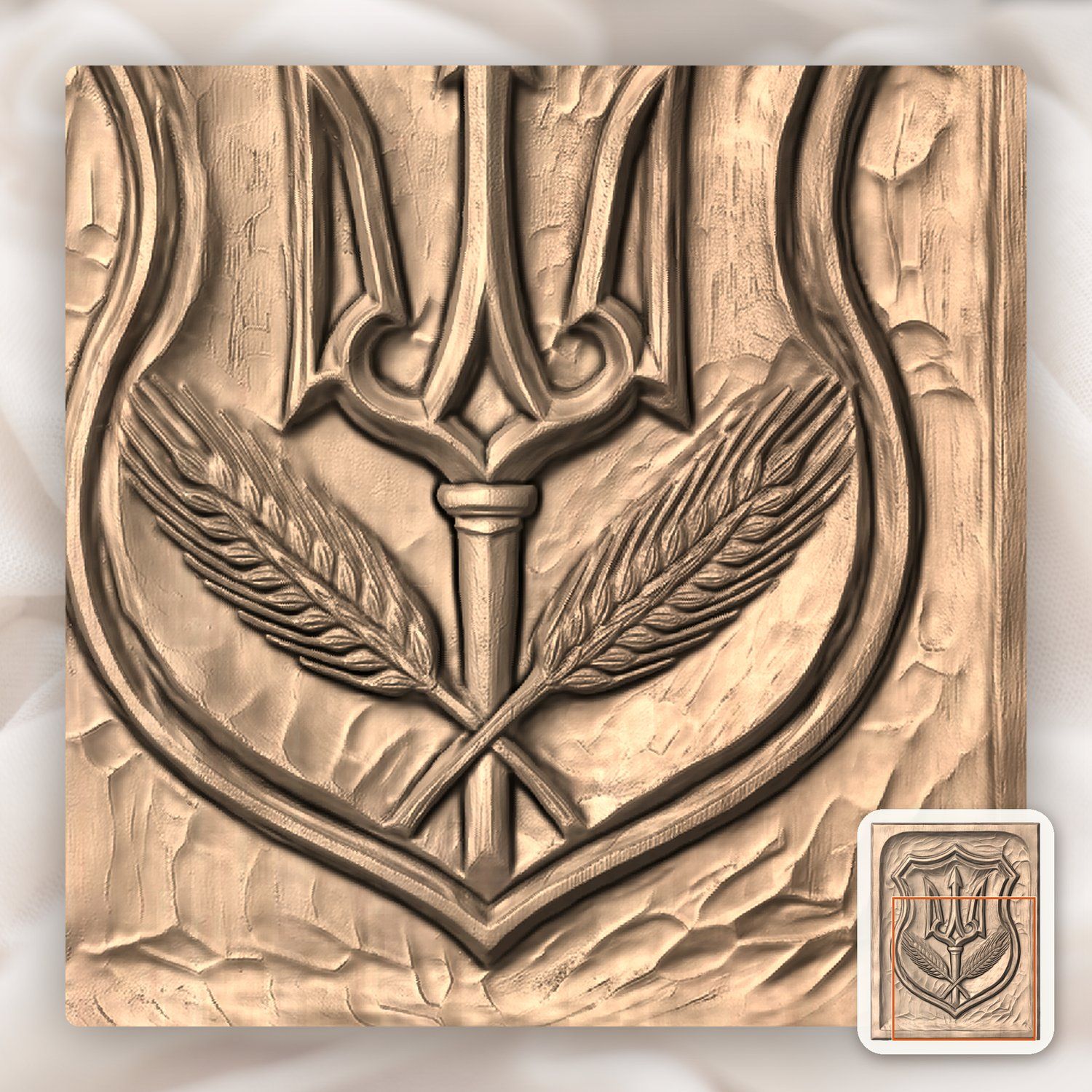 Ukrainian Trident Tryzub Shield CNC Relief STL bas-relief STL — view 8