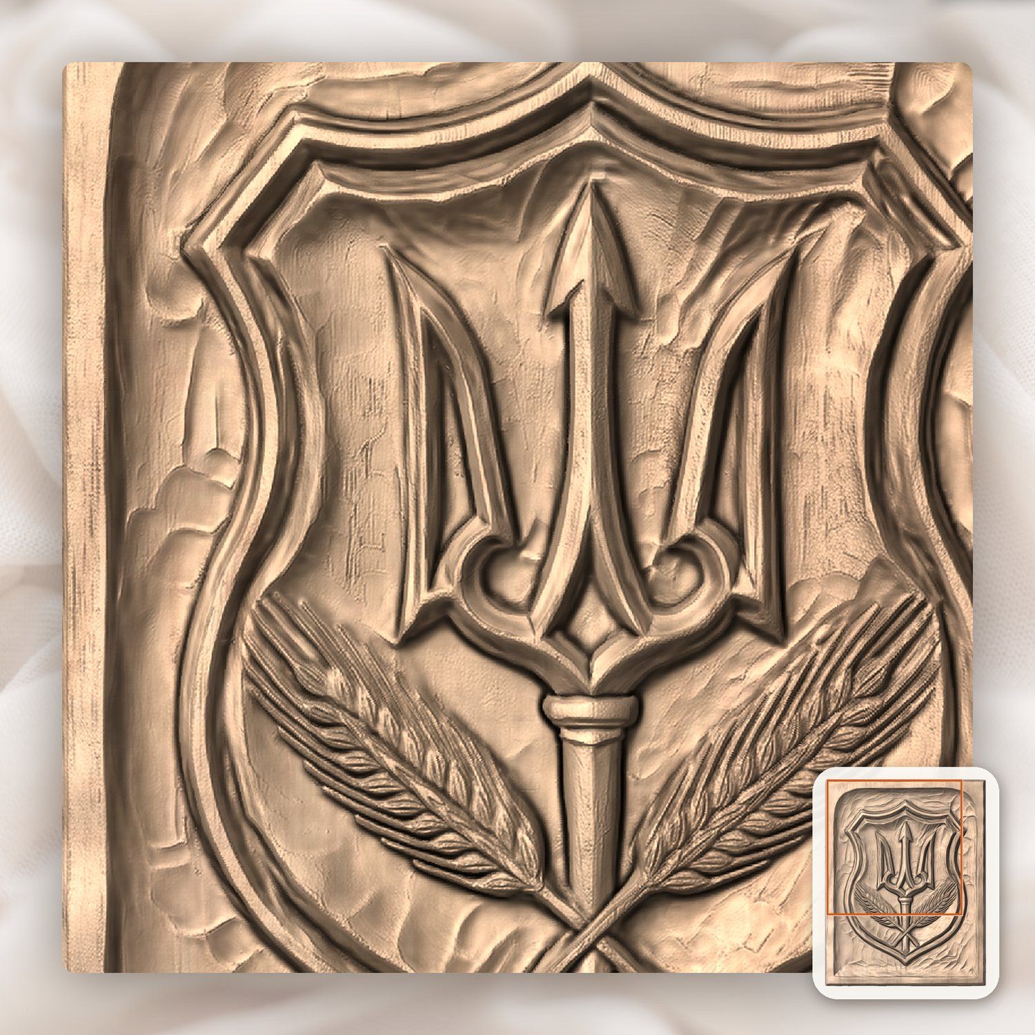 Ukrainian Trident Tryzub Shield CNC Relief STL bas-relief STL — view 9