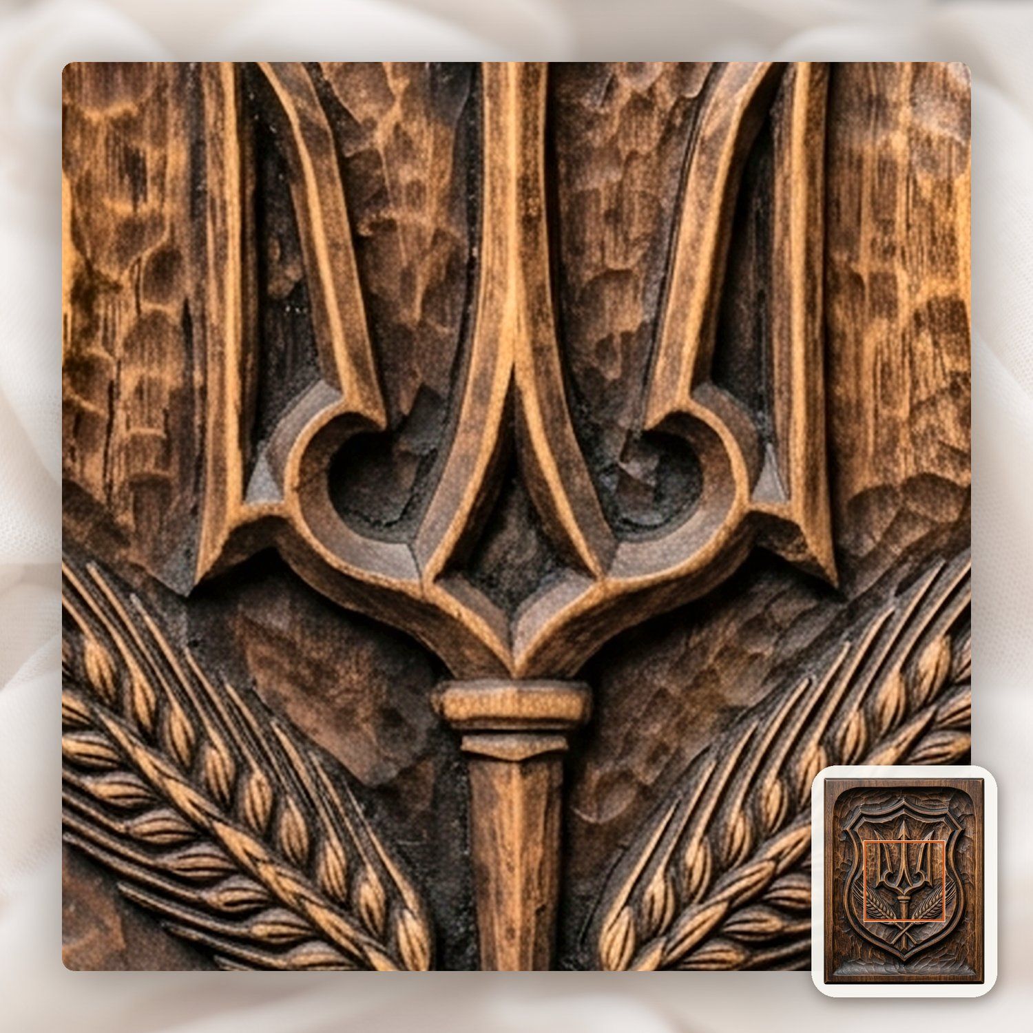 Ukrainian Trident Tryzub Shield CNC Relief STL bas-relief STL — view 11