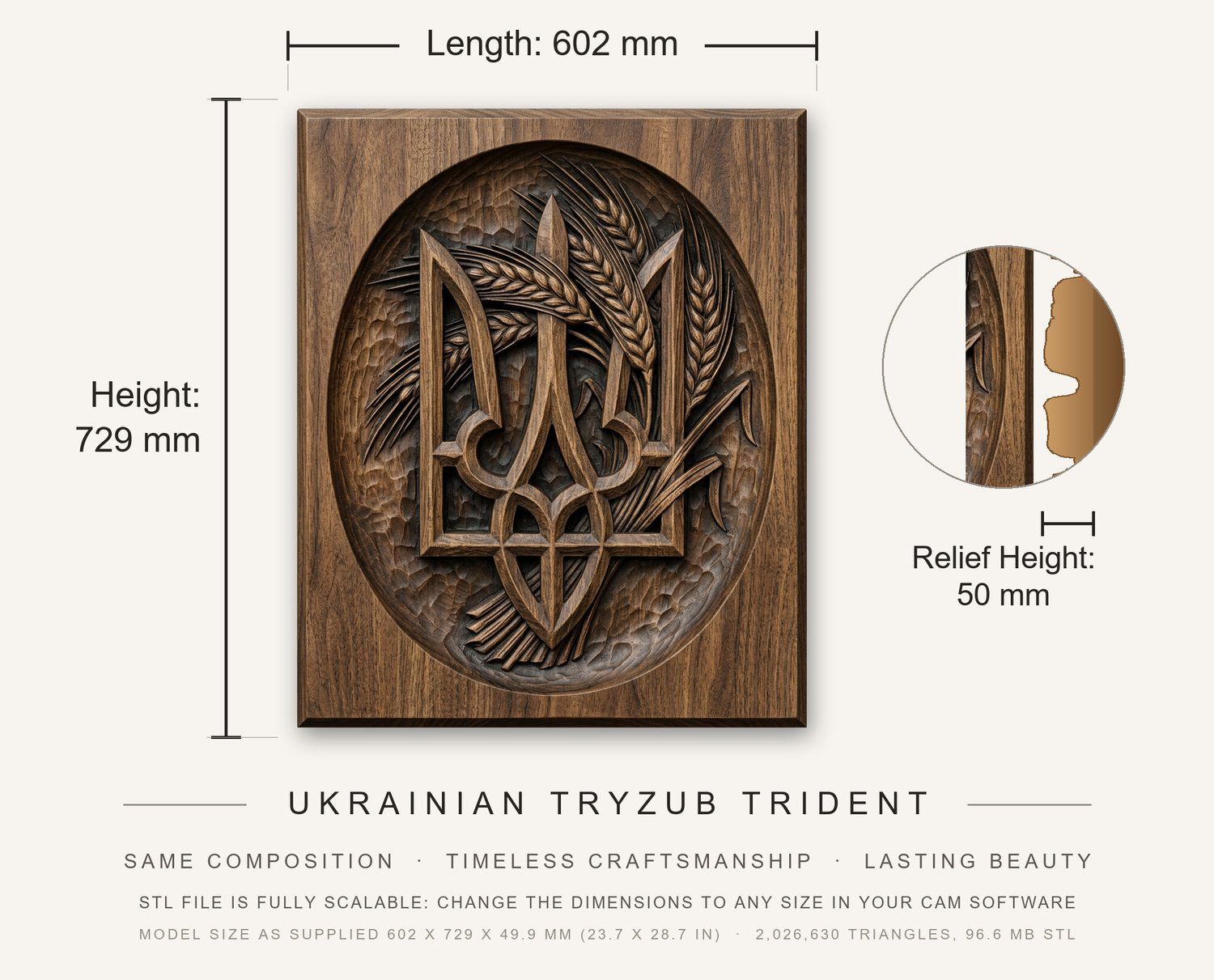 Ukrainian Tryzub Trident CNC Relief STL bas-relief STL — view 12