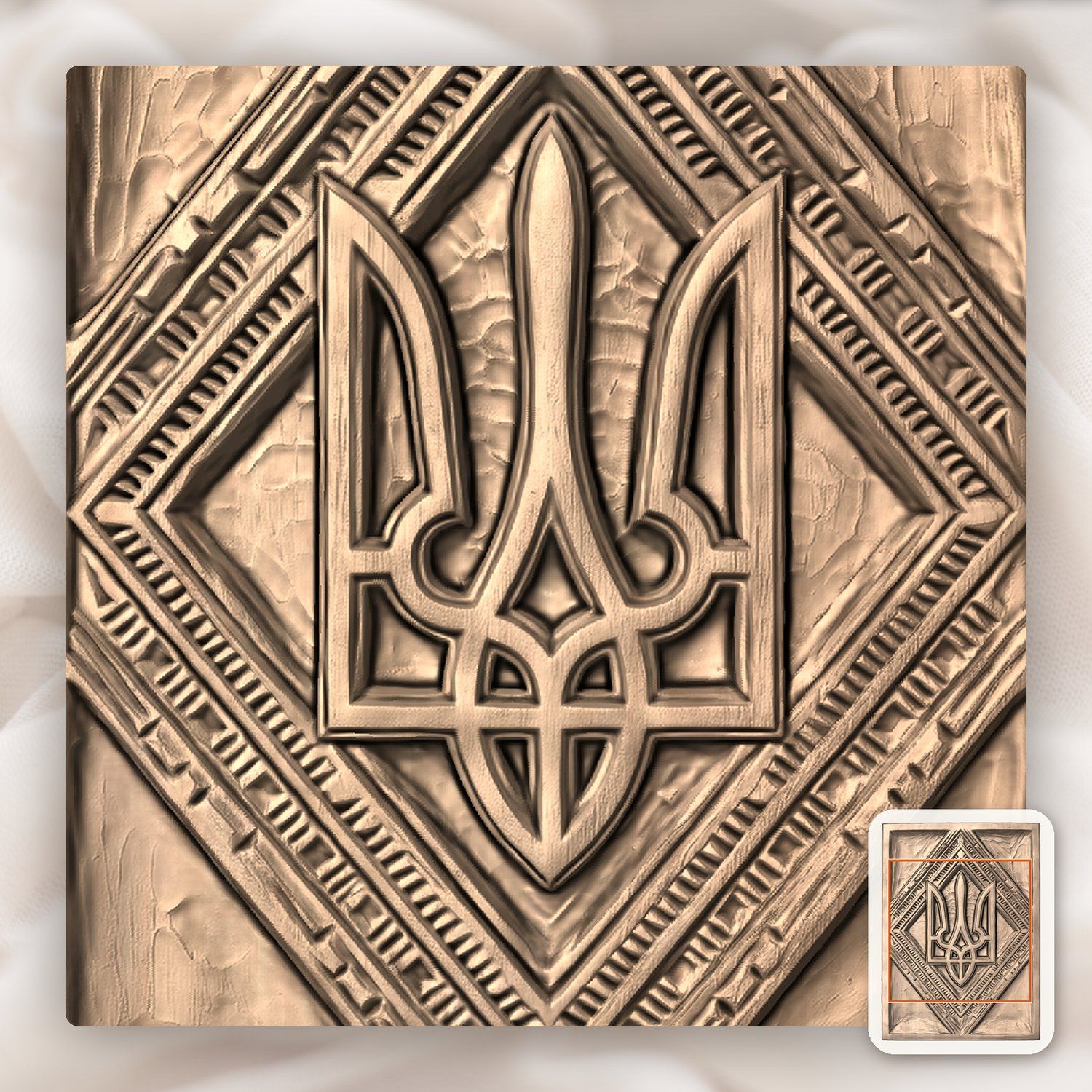 Ukrainian Tryzub Trident Heritage CNC Relief STL bas-relief STL — view 7