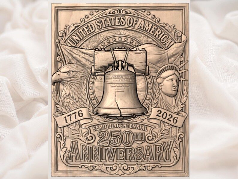 America 250th Anniversary Liberty Bell and Eagle Relief STL bas-relief STL — view 3
