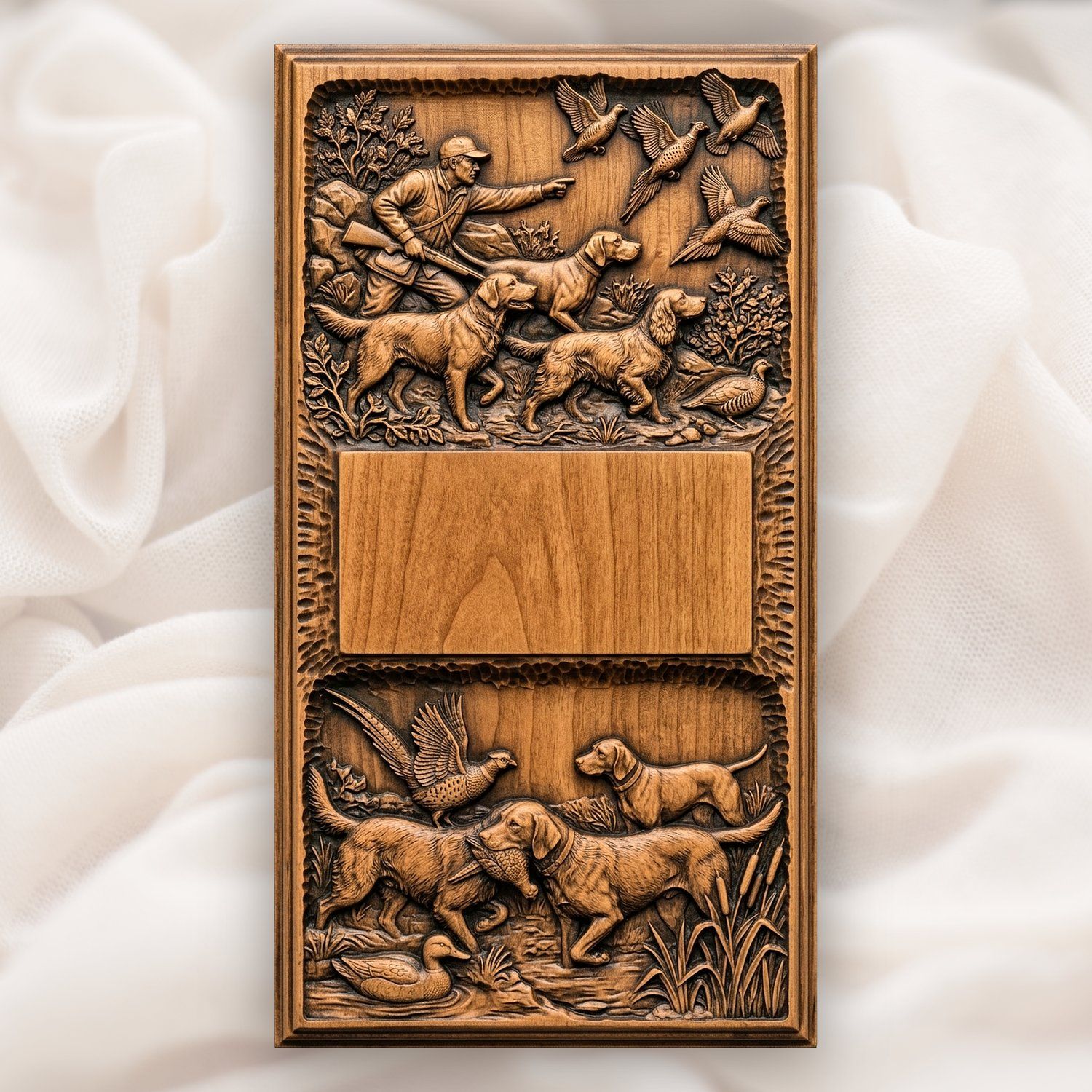 Doorbell plate Upland Pheasant Hunt Dog Scene CNC Relief STL bas-relief STL — view 4