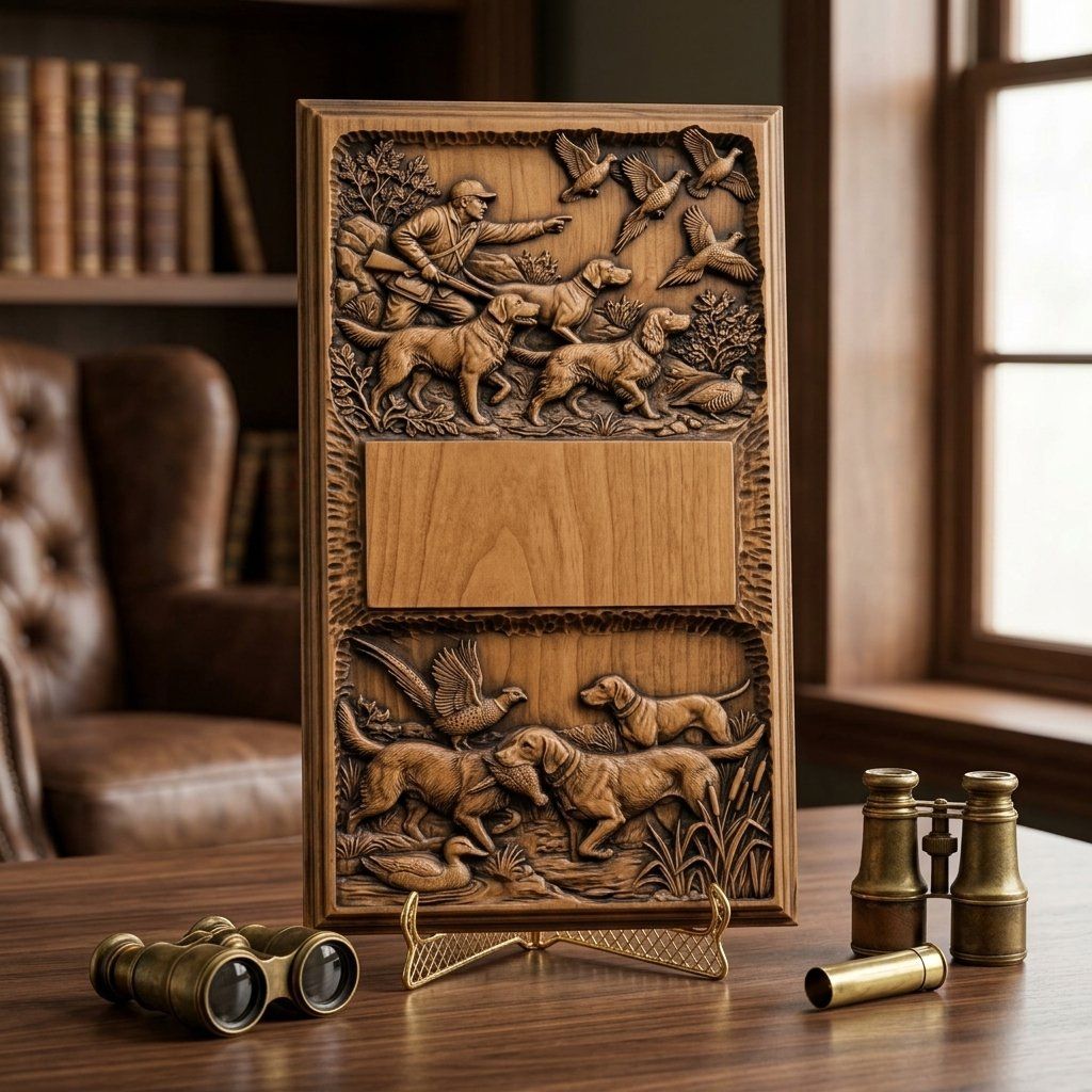 Doorbell plate Upland Pheasant Hunt Dog Scene CNC Relief STL bas-relief STL — view 11