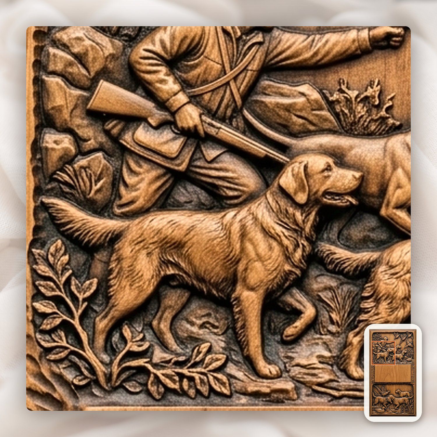 Doorbell plate Upland Pheasant Hunt Dog Scene CNC Relief STL bas-relief STL — view 8