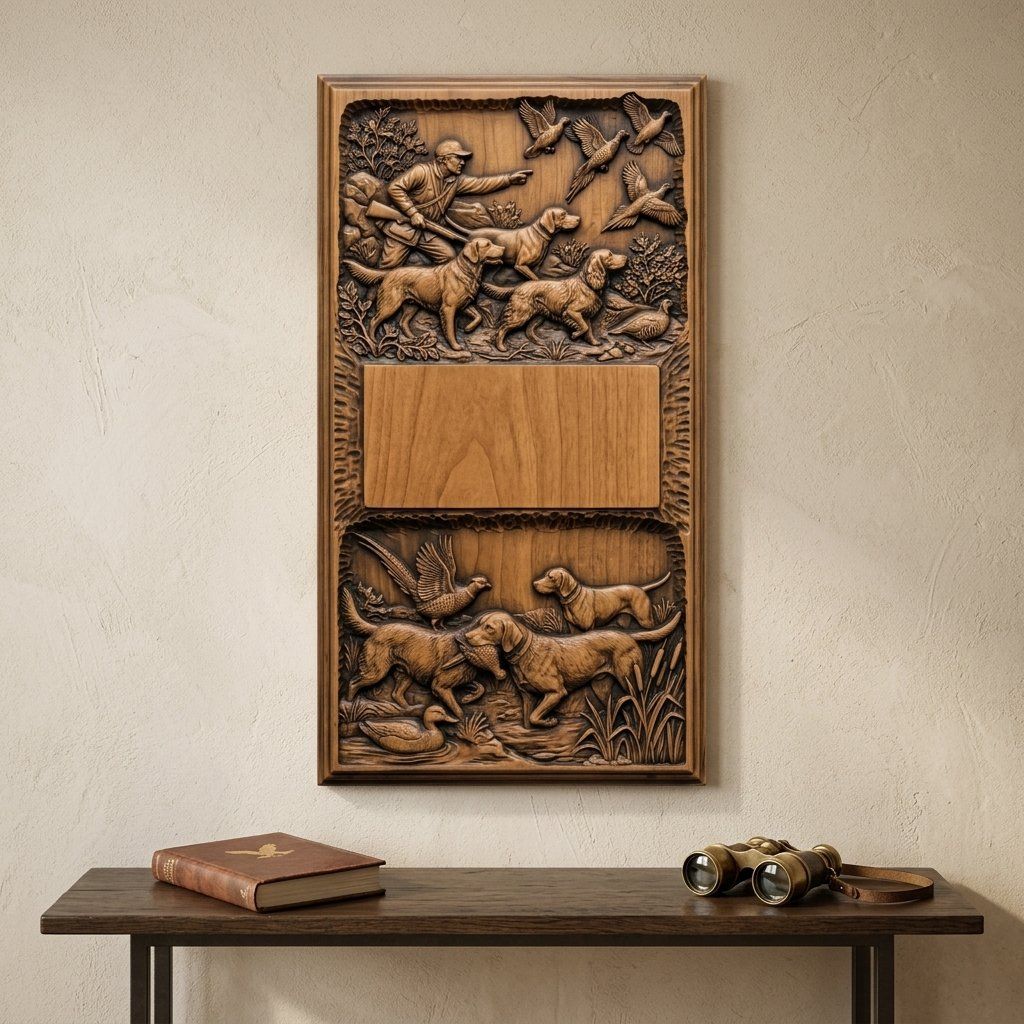 Doorbell plate Upland Pheasant Hunt Dog Scene CNC Relief STL bas-relief STL — view 10