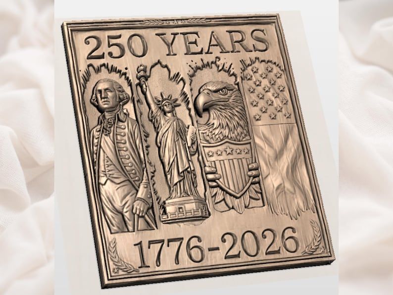 USA 250th Anniversary Relief: Washington, Liberty, Eagle, Flag bas-relief STL — view 2