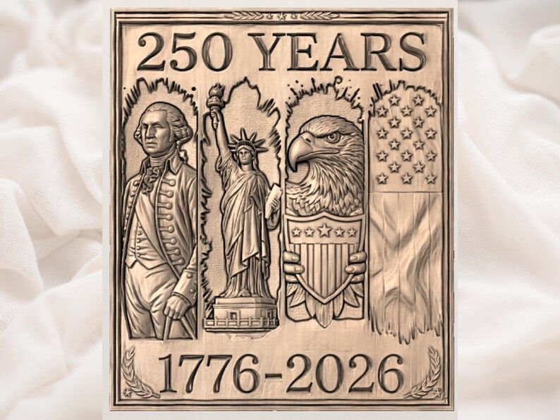 USA 250th Anniversary Relief: Washington, Liberty, Eagle, Flag bas-relief STL — view 3
