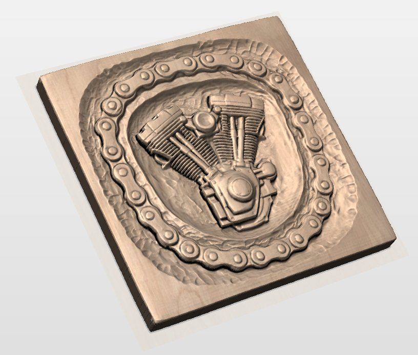 V-Twin Motorcycle Engine Wall Art bas-relief STL — view 4