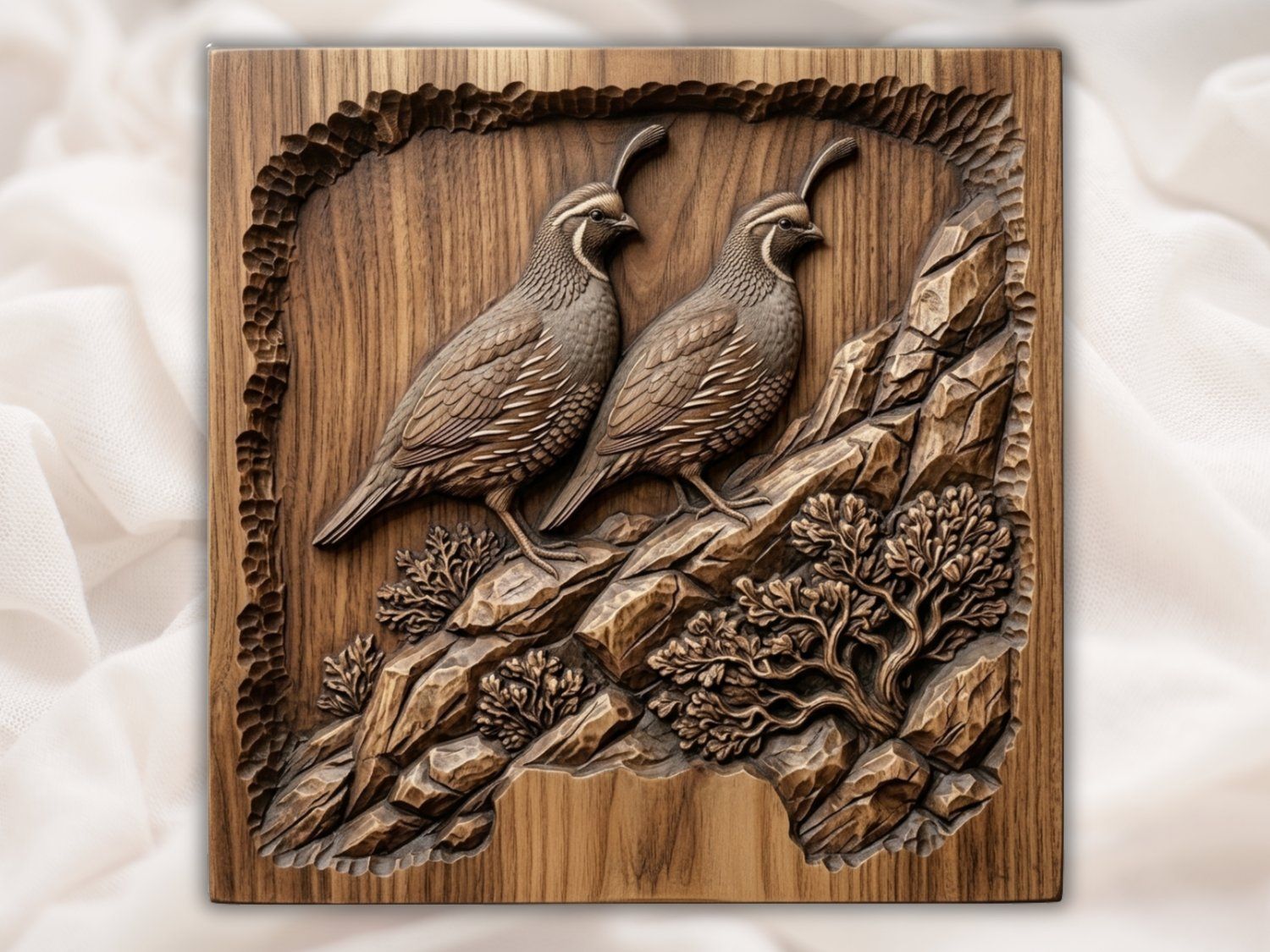 Valley Quail Wildlife Scene CNC Relief STL bas-relief STL — view 2