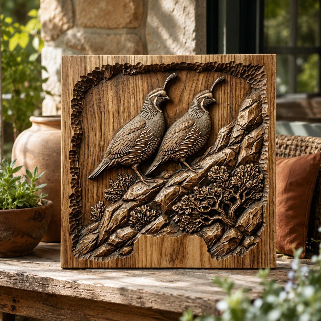 Valley Quail Wildlife Scene CNC Relief STL bas-relief STL — view 8