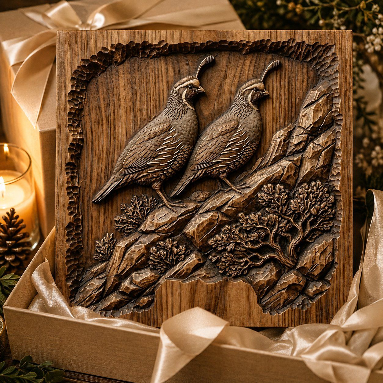 Valley Quail Wildlife Scene CNC Relief STL bas-relief STL — view 9