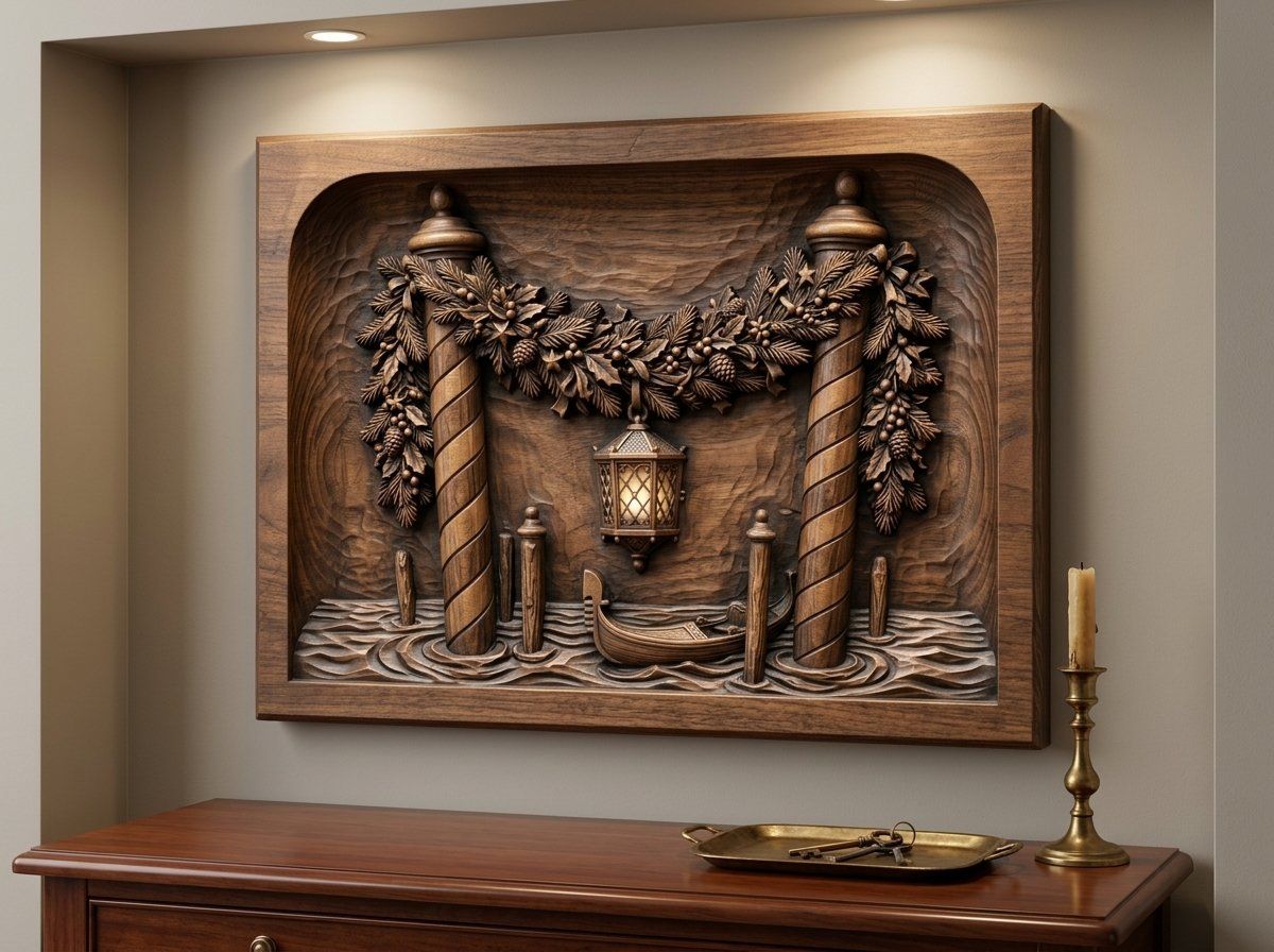 Venetian Gondola Christmas Garland CNC Relief STL bas-relief STL — view 14
