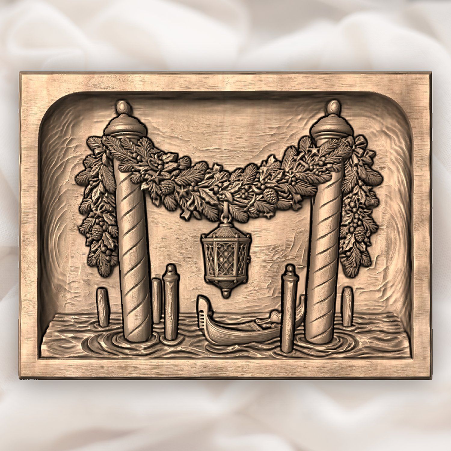 Venetian Gondola Christmas Garland CNC Relief STL bas-relief STL — view 5