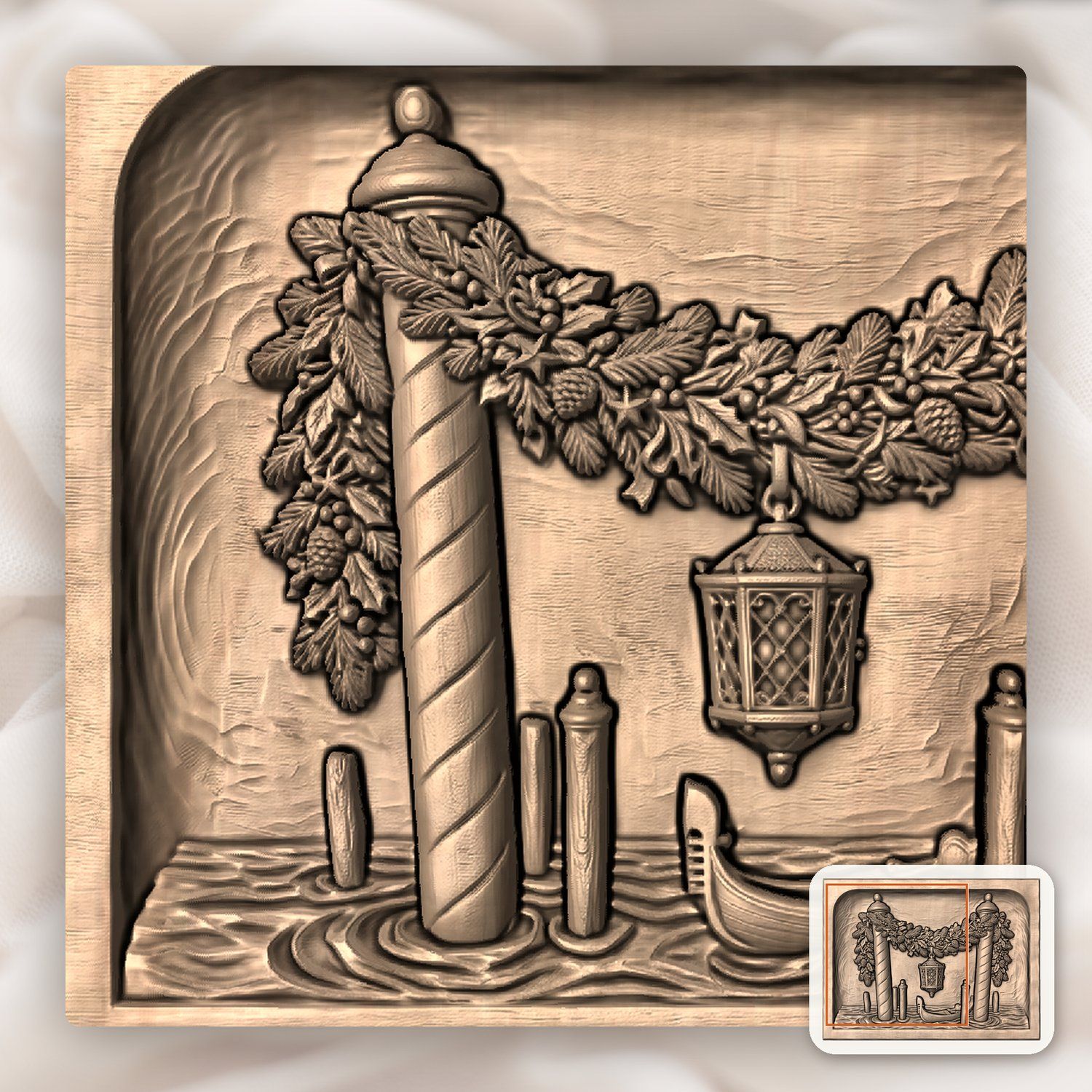 Venetian Gondola Christmas Garland CNC Relief STL bas-relief STL — view 8