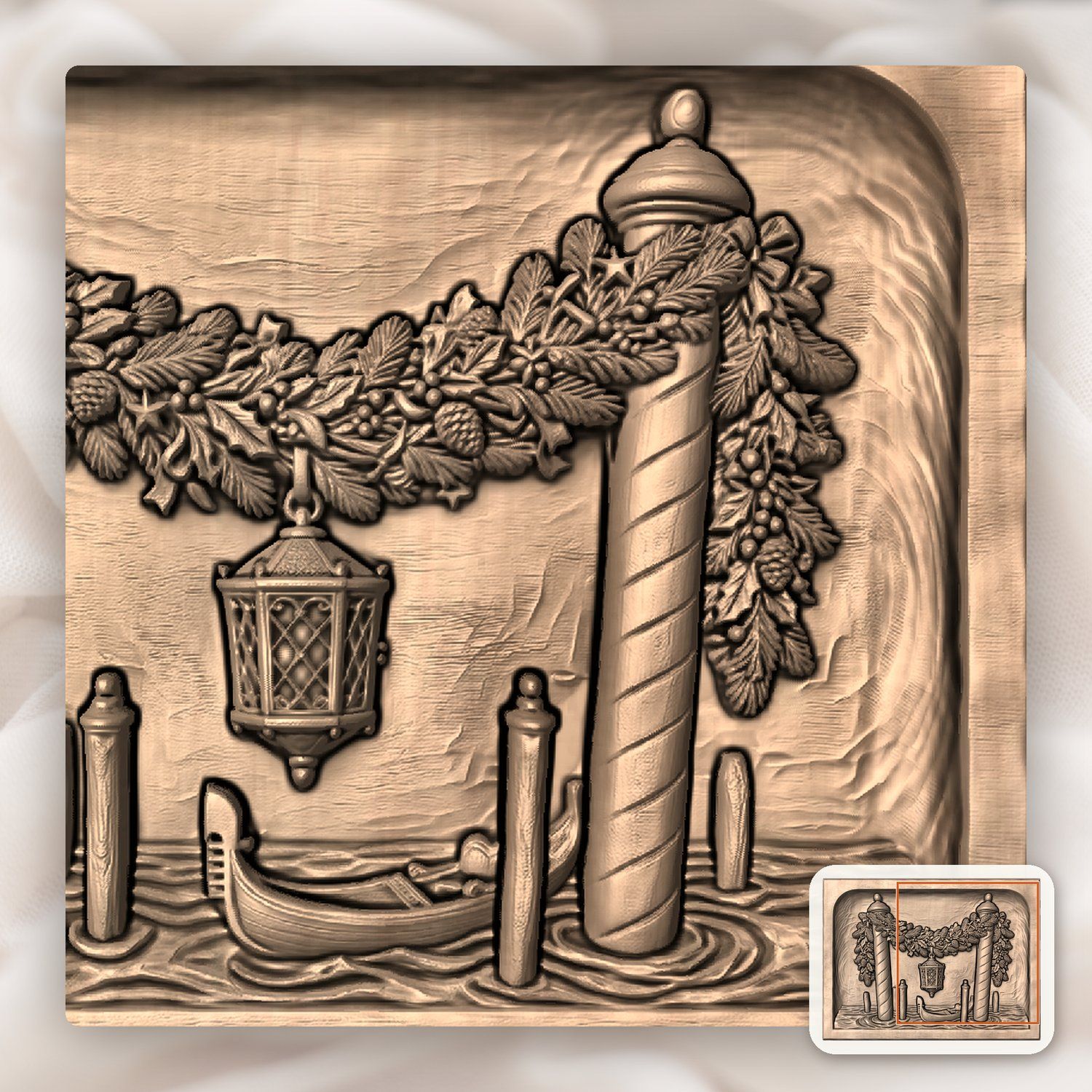 Venetian Gondola Christmas Garland CNC Relief STL bas-relief STL — view 9