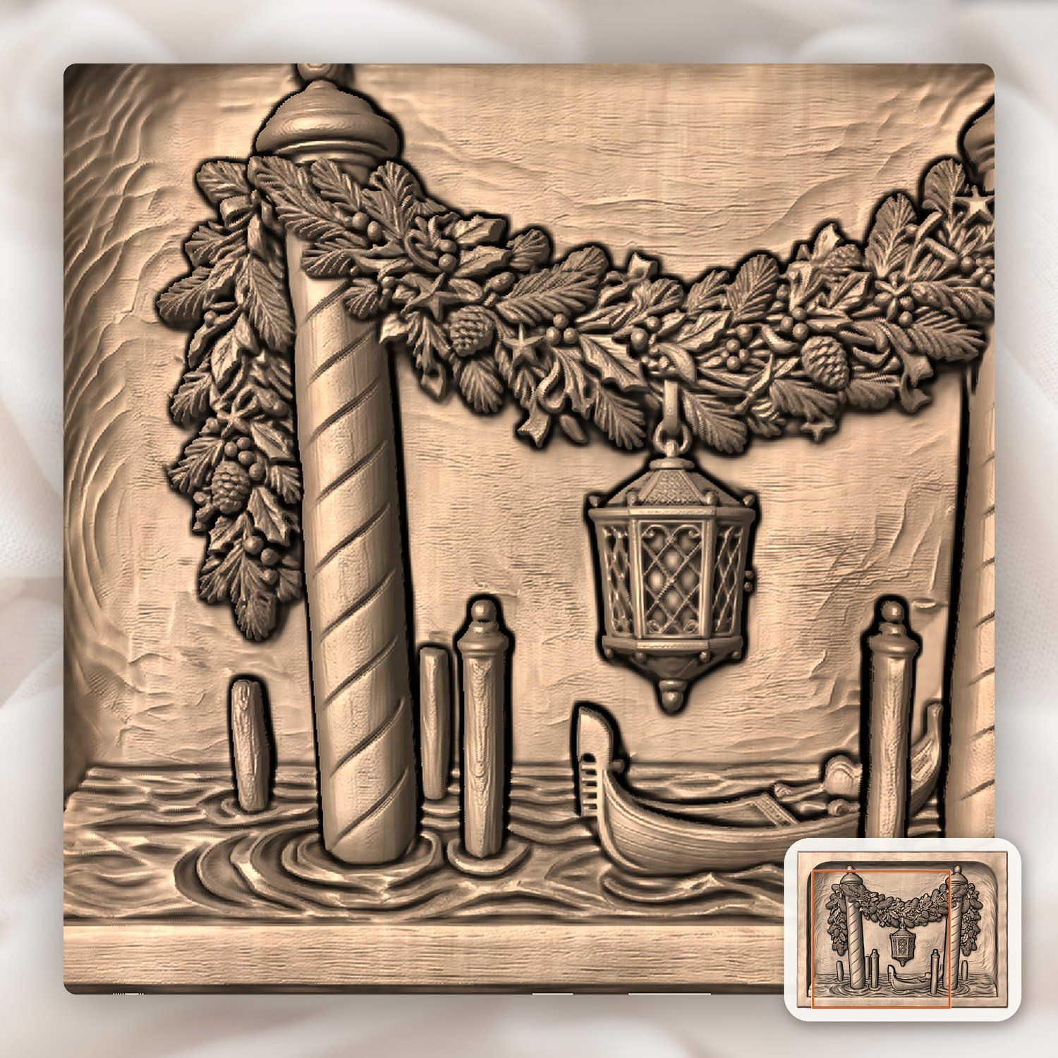 Venetian Gondola Christmas Garland CNC Relief STL bas-relief STL — view 10