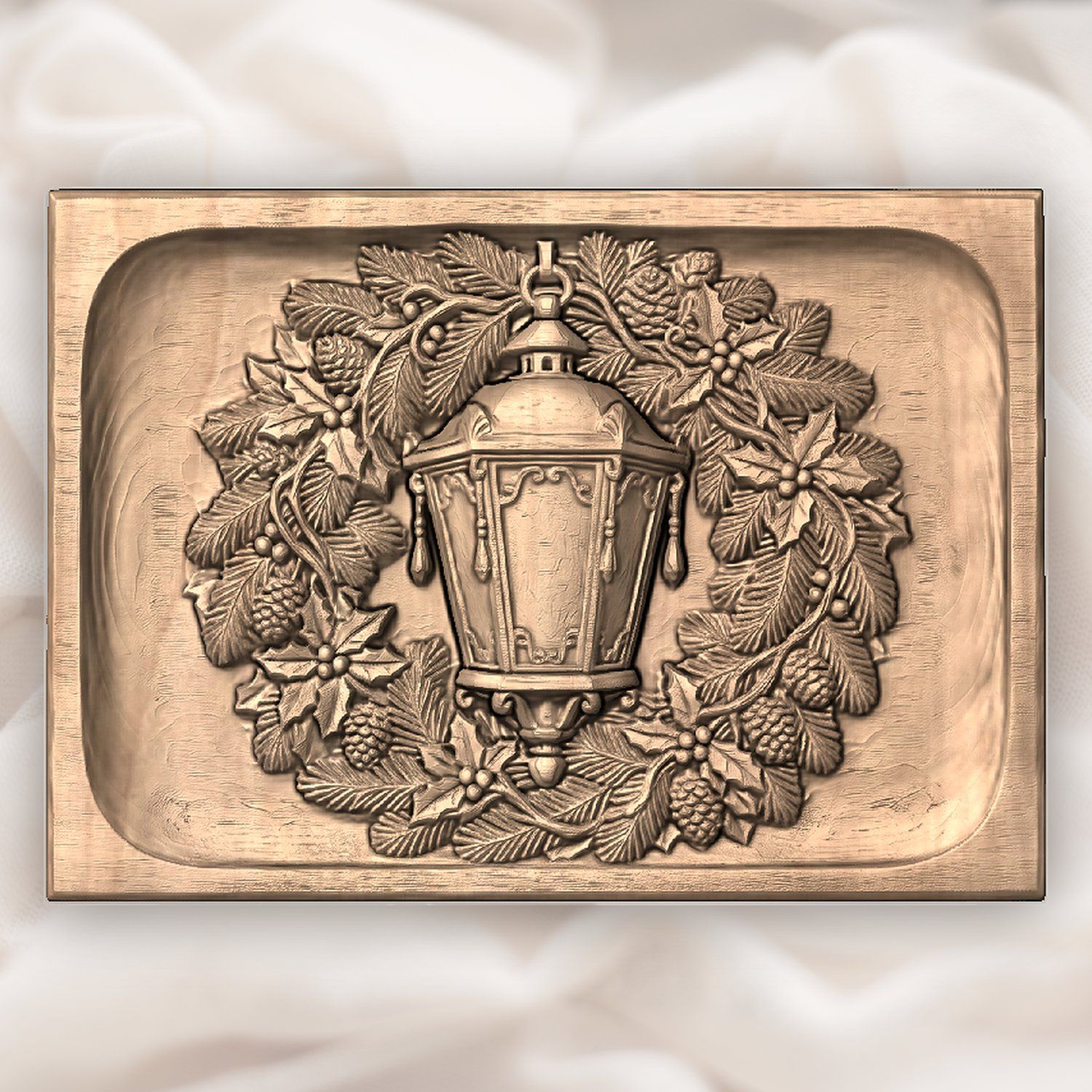 Venetian Lantern Christmas Wreath CNC Relief STL bas-relief STL — view 5