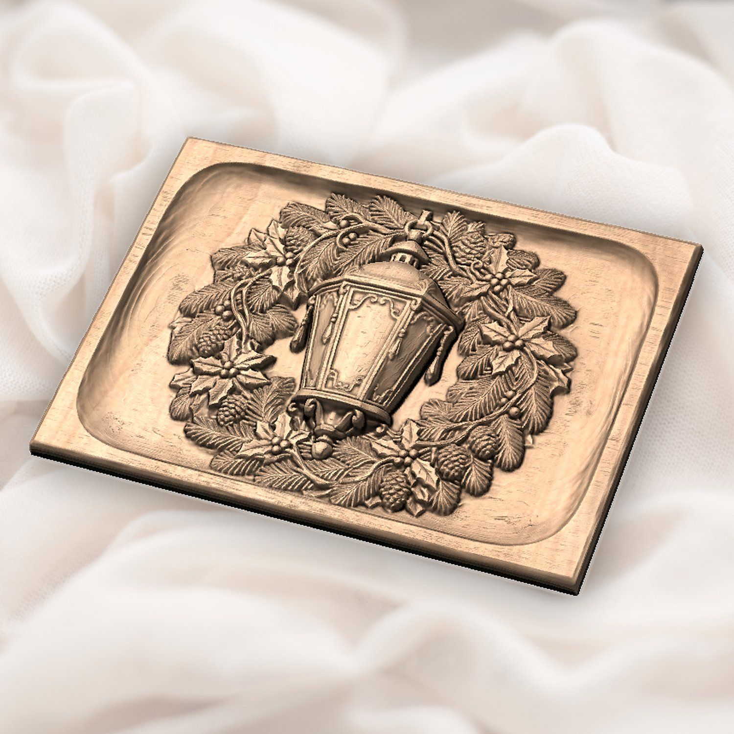 Venetian Lantern Christmas Wreath CNC Relief STL bas-relief STL — view 6