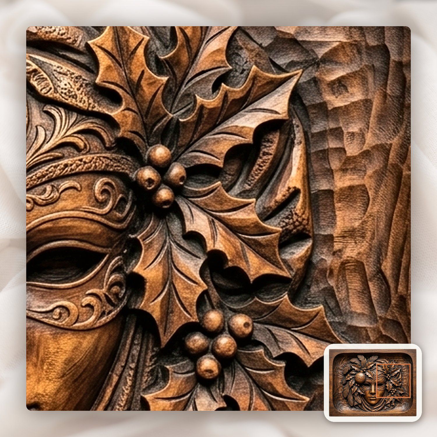 Venetian Mask Christmas CNC Relief STL bas-relief STL — view 12