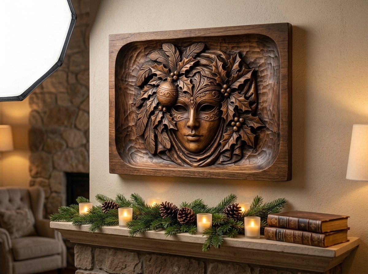 Venetian Mask Christmas CNC Relief STL bas-relief STL — view 13