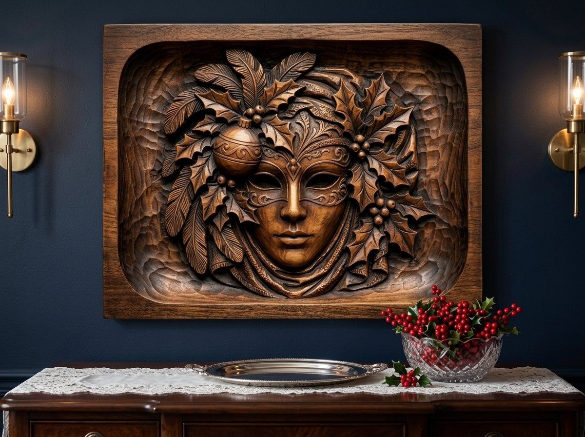 Venetian Mask Christmas CNC Relief STL bas-relief STL — view 14
