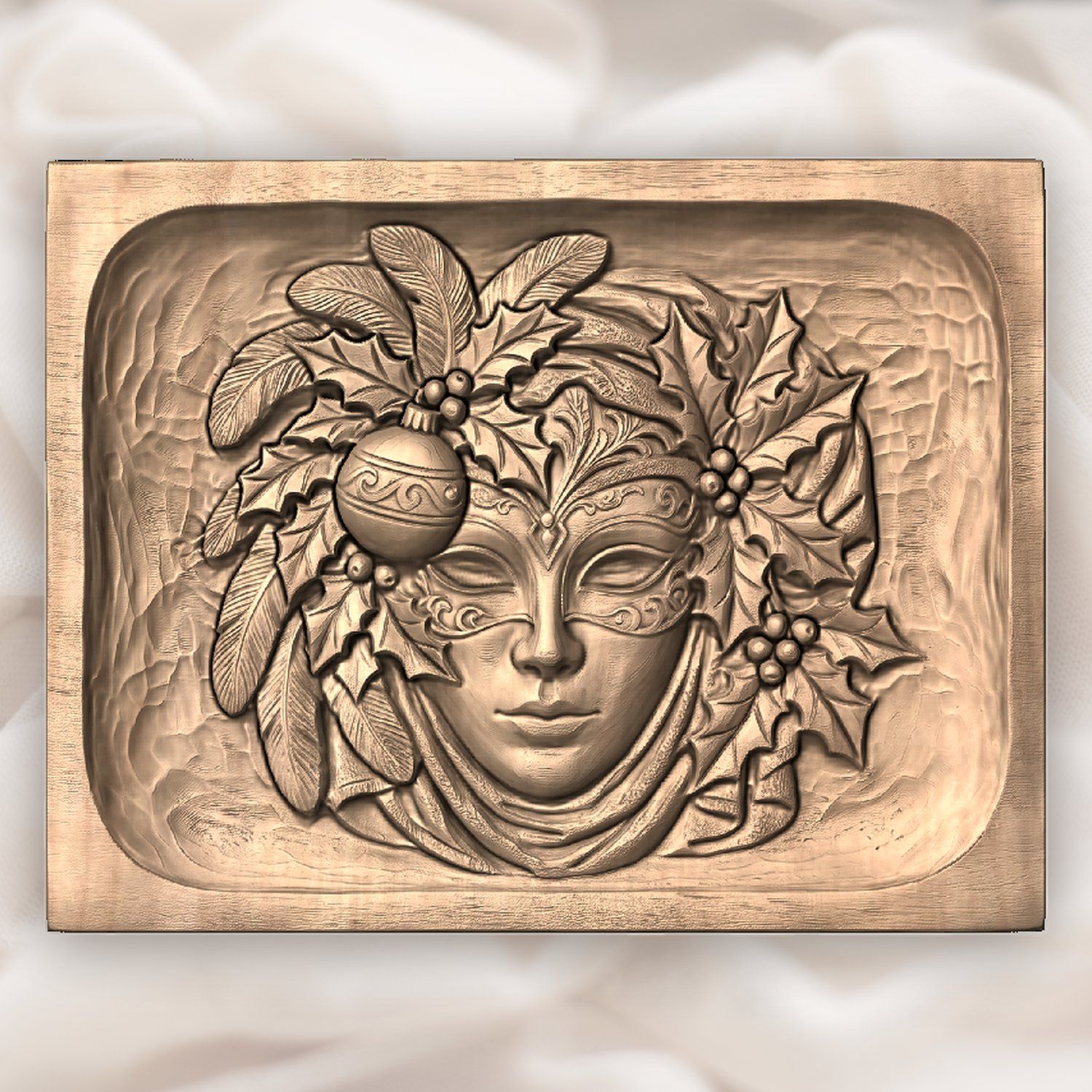 Venetian Mask Christmas CNC Relief STL bas-relief STL — view 5