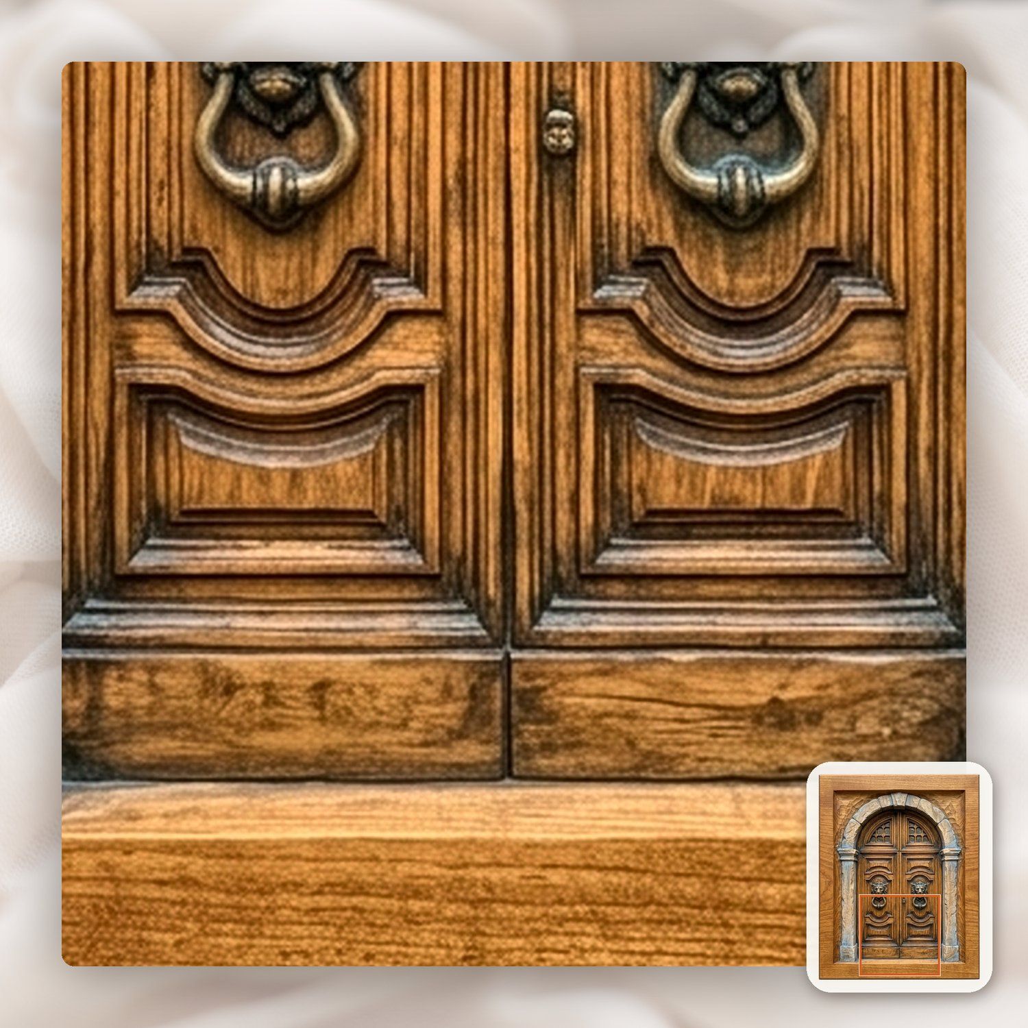 Venetian Palace Door Lion Head Knocker CNC Relief STL bas-relief STL — view 11