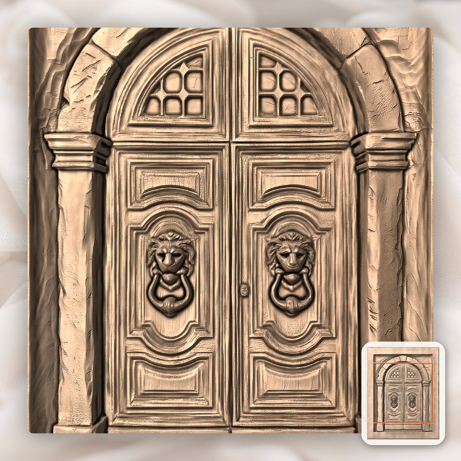 Venetian Palace Door Lion Head Knocker CNC Relief STL bas-relief STL — view 6