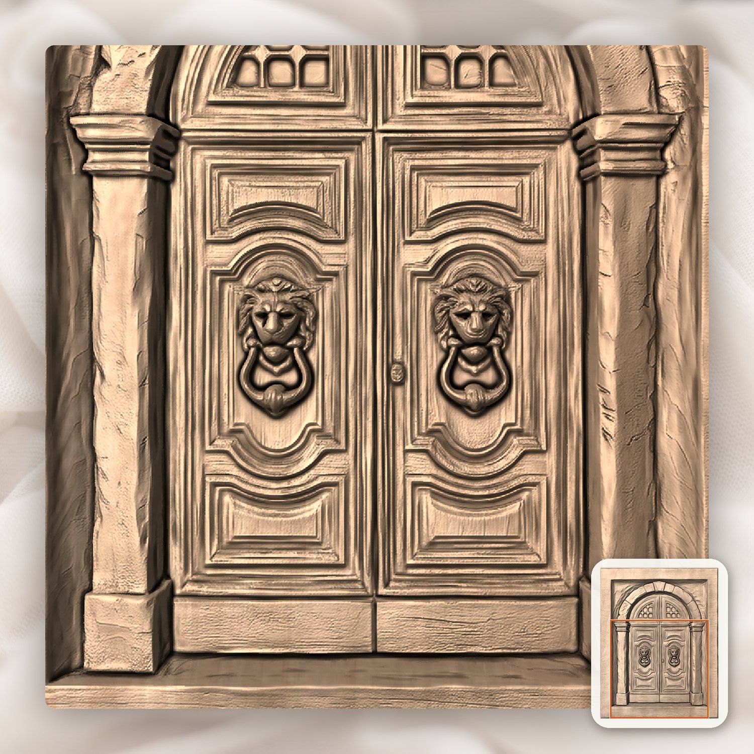 Venetian Palace Door Lion Head Knocker CNC Relief STL bas-relief STL — view 7