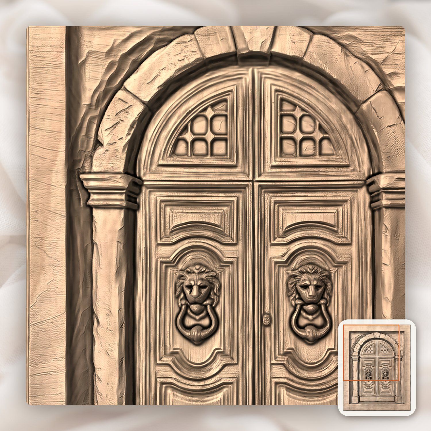 Venetian Palace Door Lion Head Knocker CNC Relief STL bas-relief STL — view 8