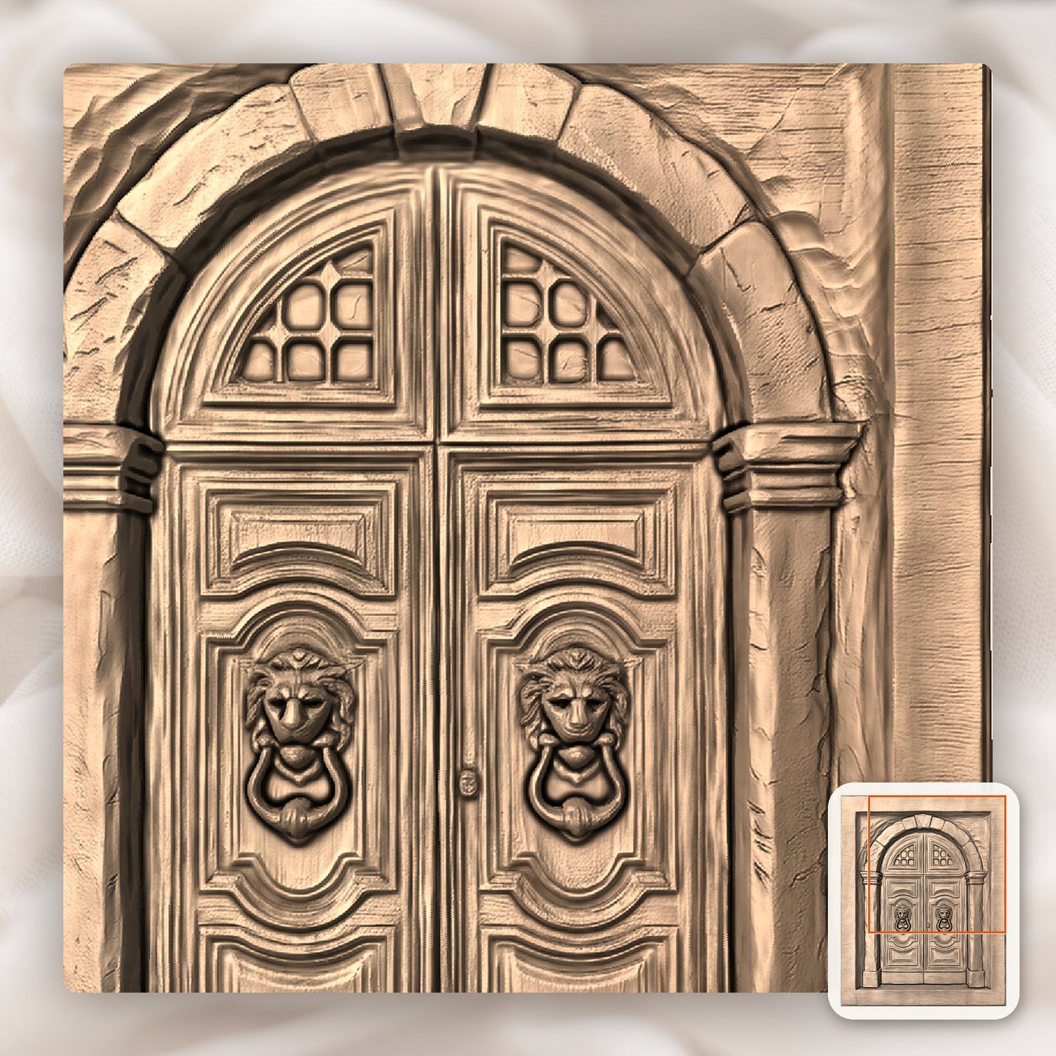 Venetian Palace Door Lion Head Knocker CNC Relief STL bas-relief STL — view 9