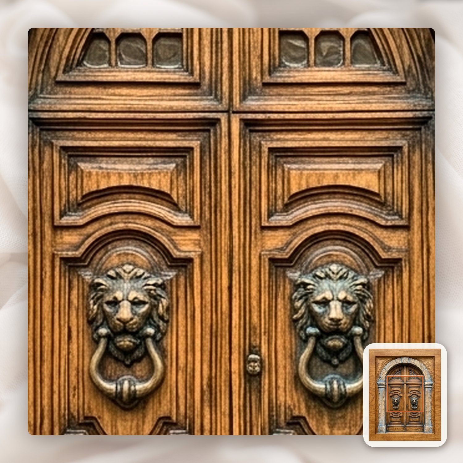 Venetian Palace Door Lion Head Knocker CNC Relief STL bas-relief STL — view 10