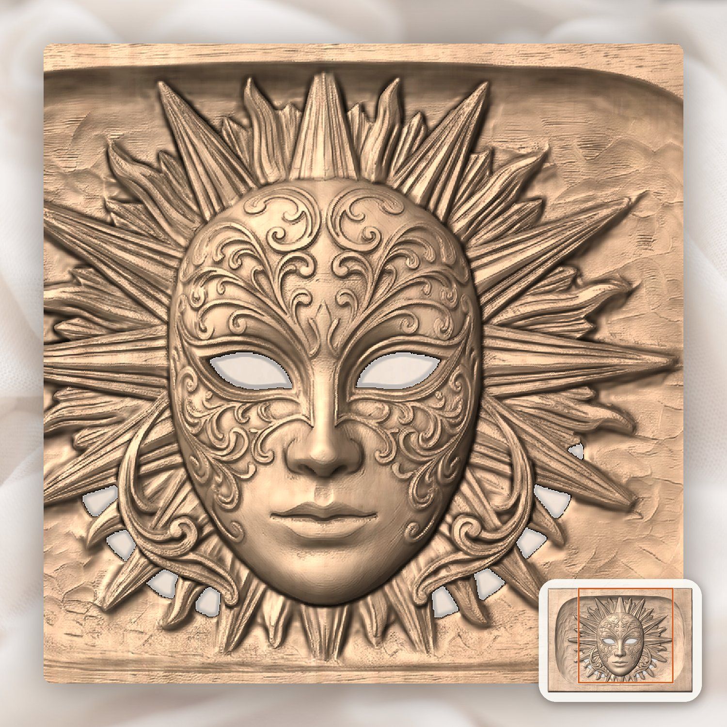 Venetian Volto Sunburst CNC Relief STL bas-relief STL — view 7