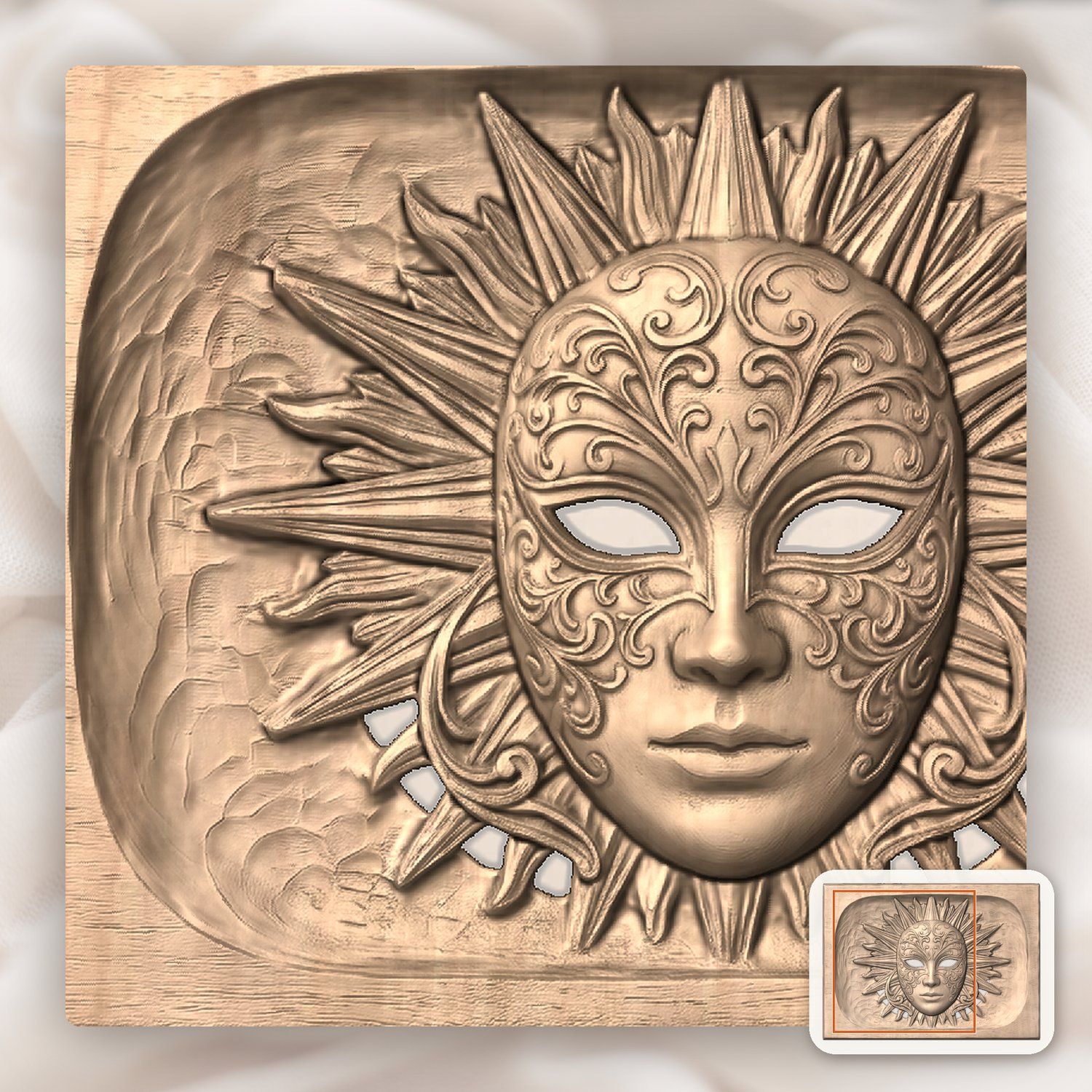 Venetian Volto Sunburst CNC Relief STL bas-relief STL — view 8