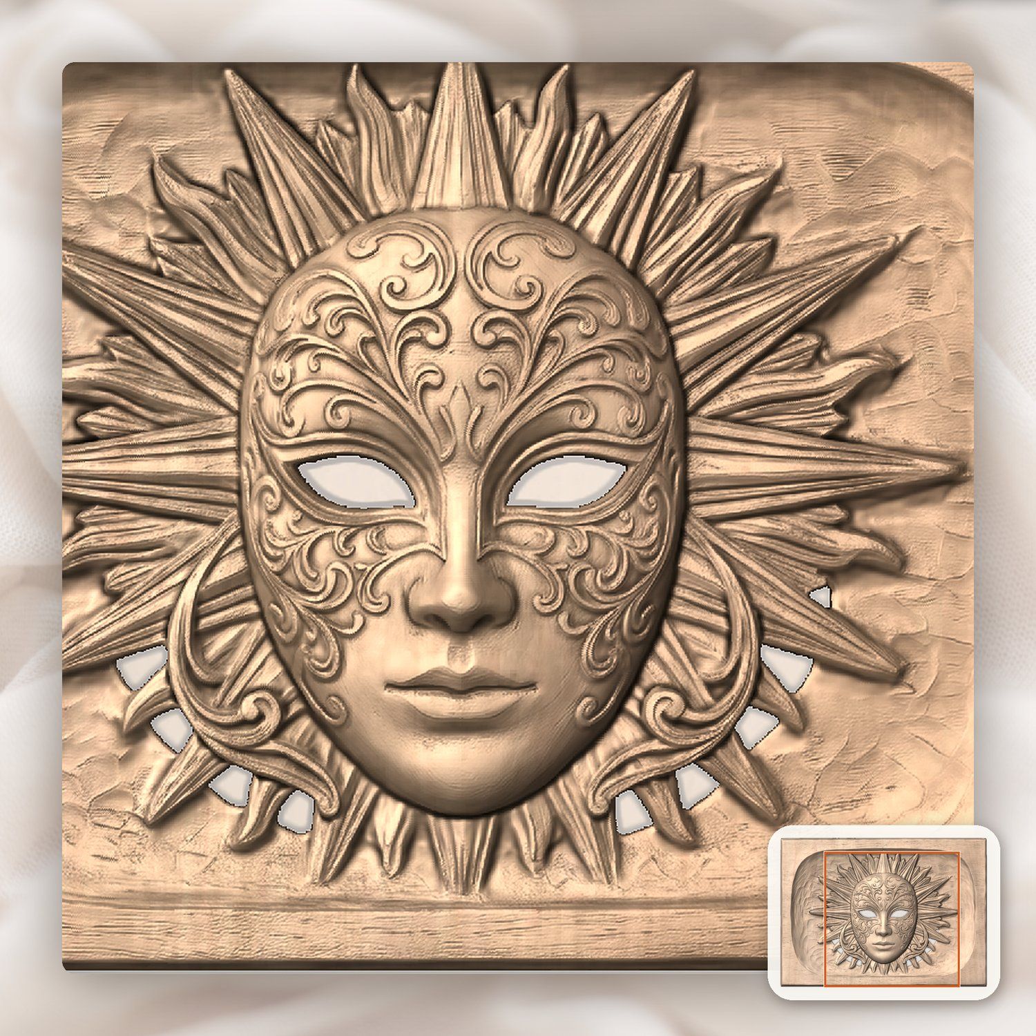 Venetian Volto Sunburst CNC Relief STL bas-relief STL — view 9