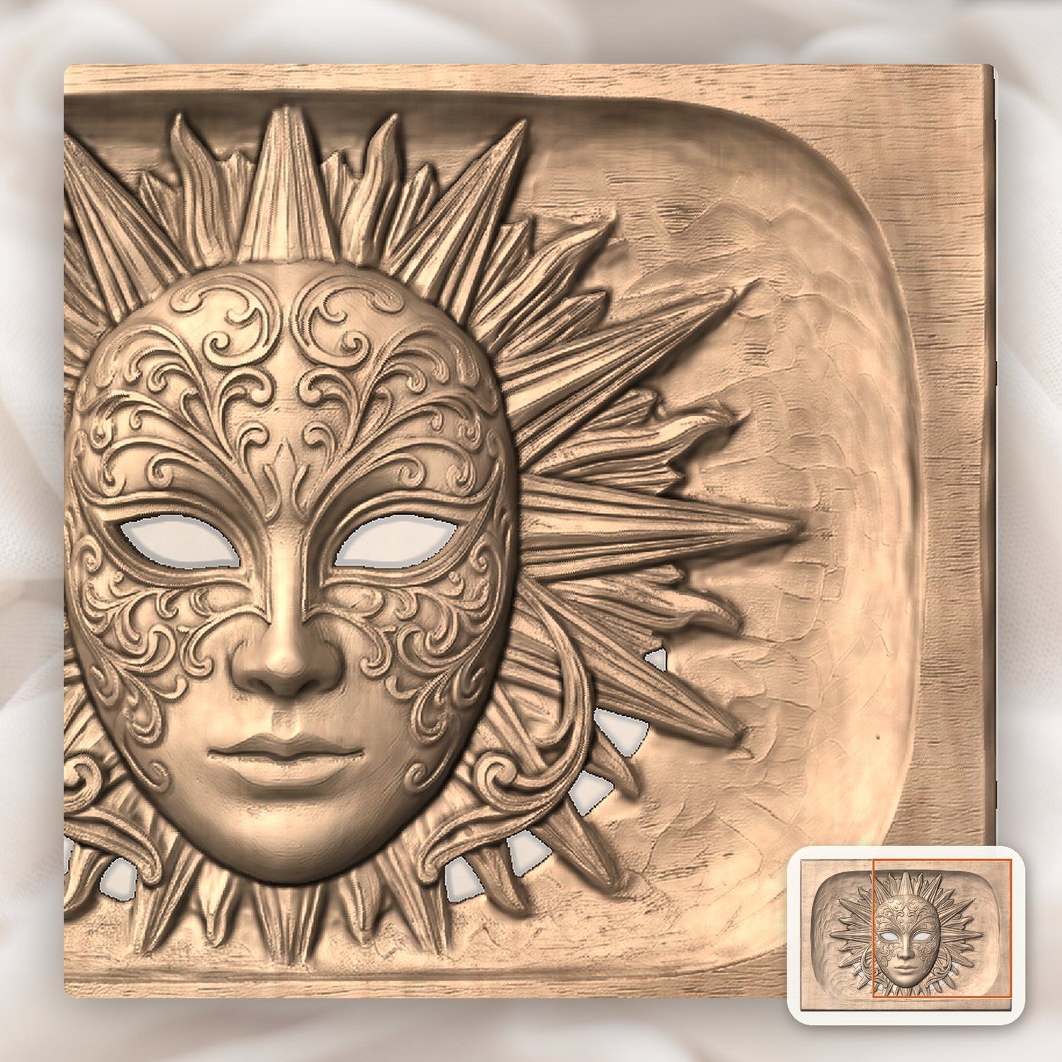 Venetian Volto Sunburst CNC Relief STL bas-relief STL — view 10