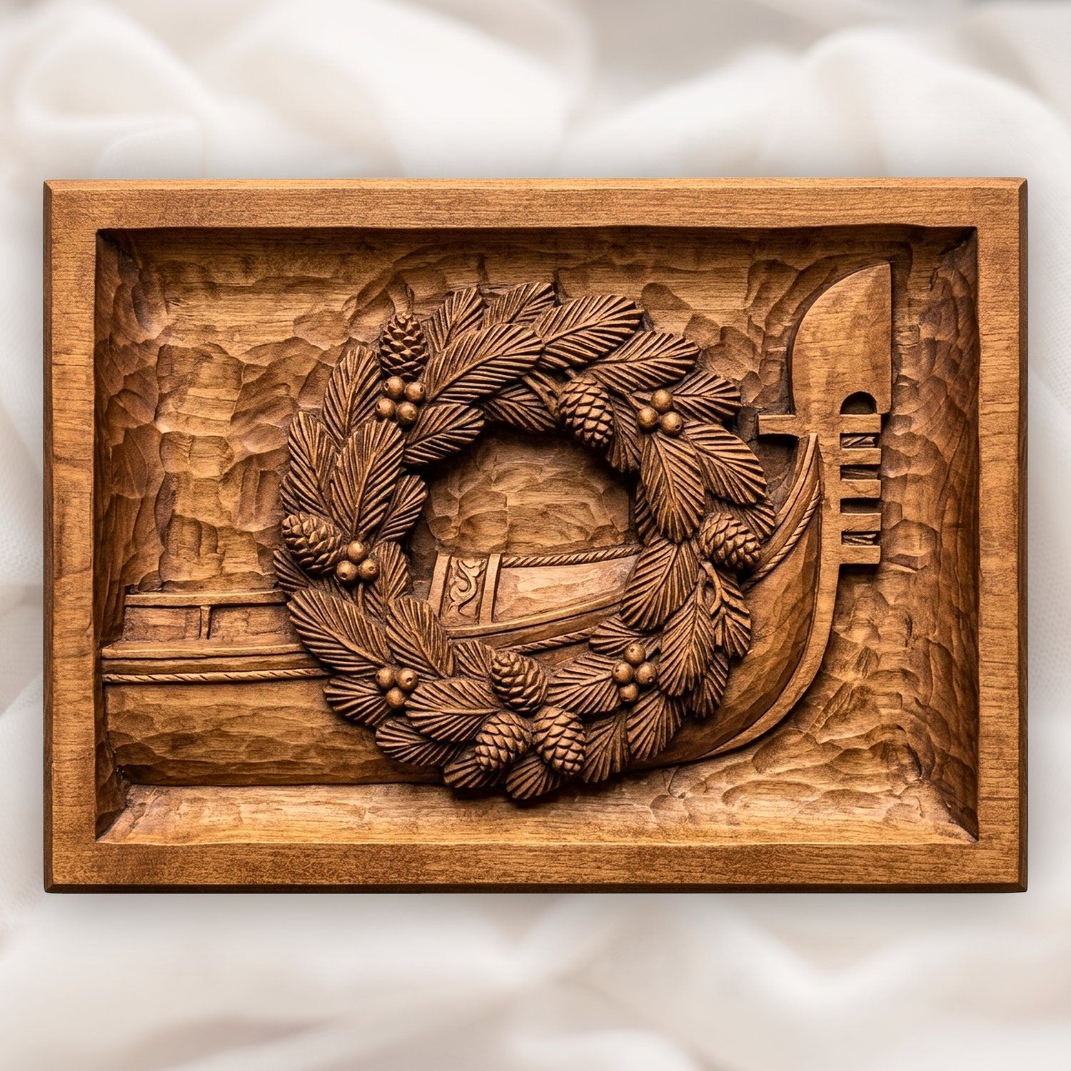 Venice Gondola Italian Christmas Wreath CNC Relief STL bas-relief STL design