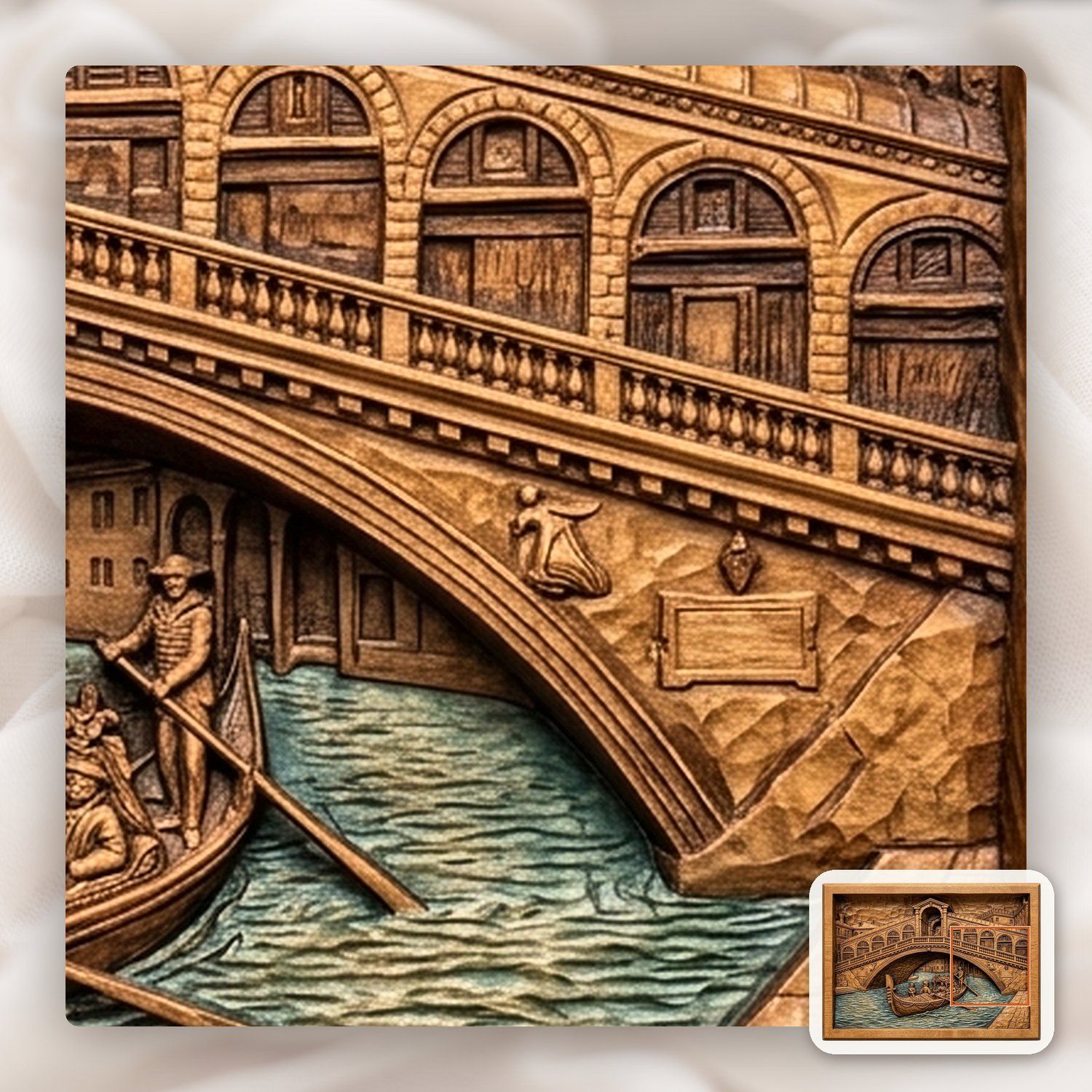 Venice Rialto Bridge Canal Gondola CNC Relief STL bas-relief STL — view 11