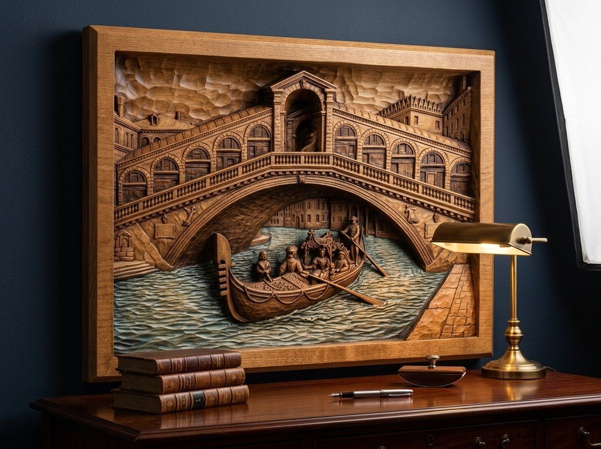 Venice Rialto Bridge Canal Gondola CNC Relief STL bas-relief STL — view 12