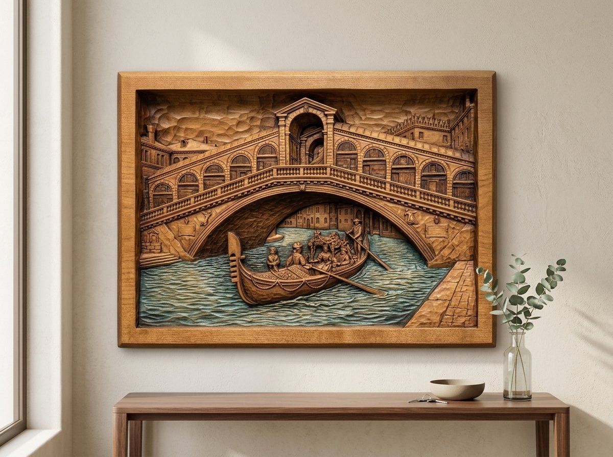 Venice Rialto Bridge Canal Gondola CNC Relief STL bas-relief STL — view 13