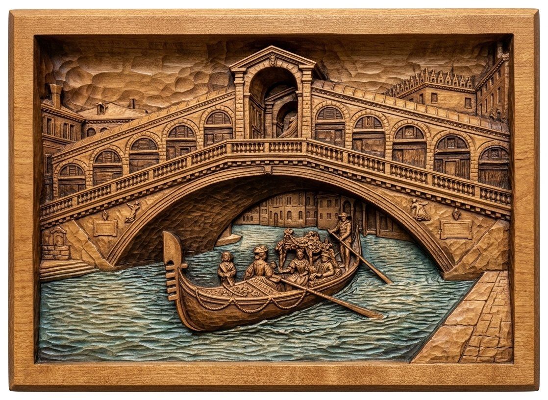 Venice Rialto Bridge Canal Gondola CNC Relief STL bas-relief STL — view 3