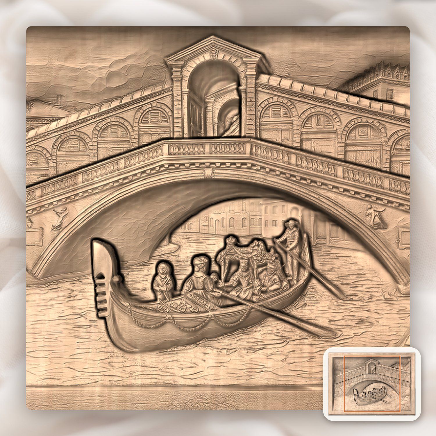 Venice Rialto Bridge Canal Gondola CNC Relief STL bas-relief STL — view 6