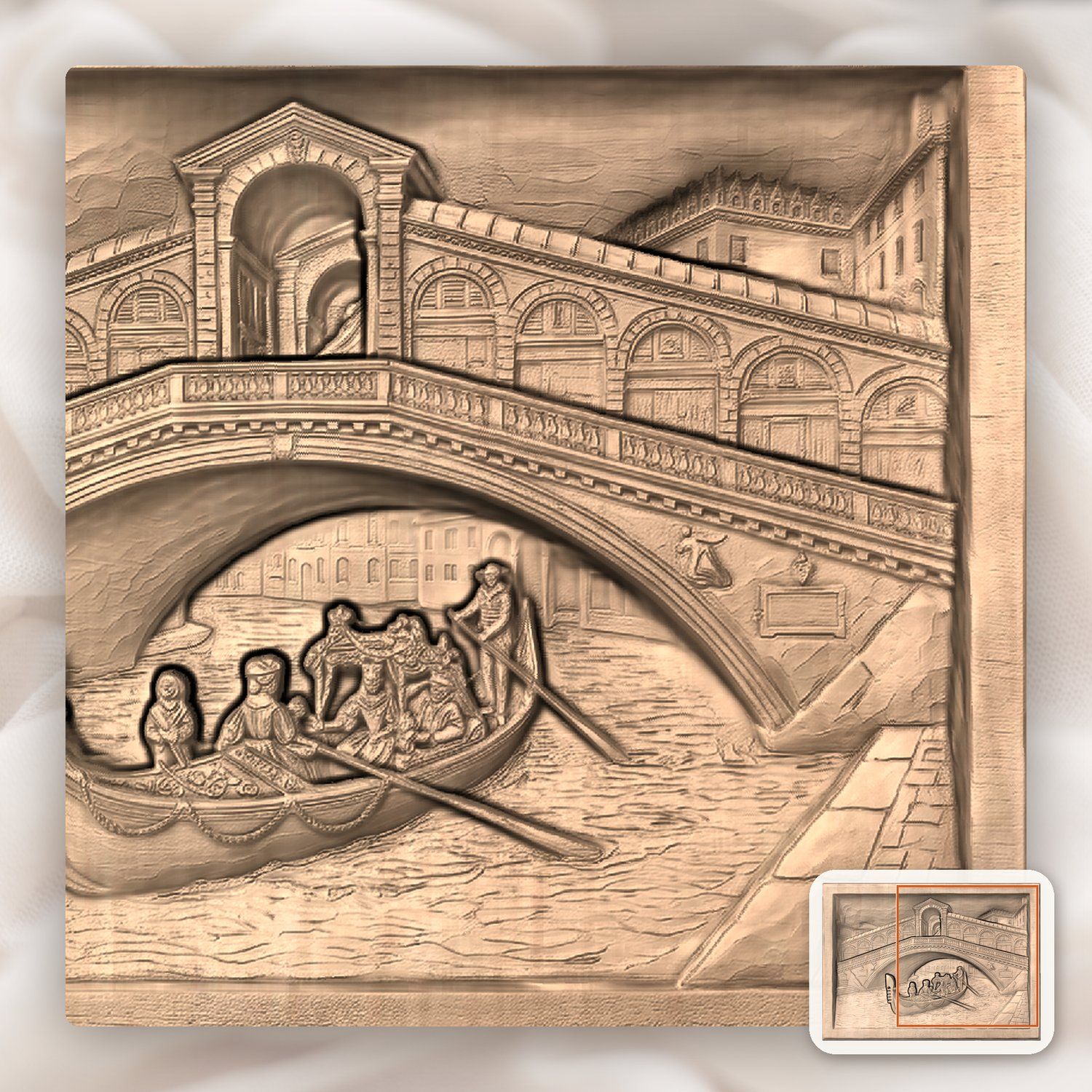 Venice Rialto Bridge Canal Gondola CNC Relief STL bas-relief STL — view 7
