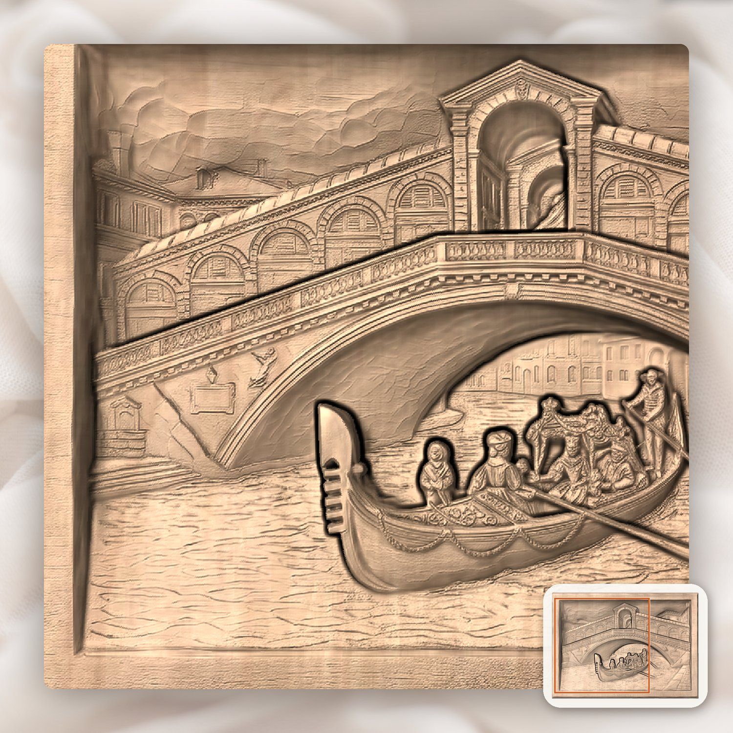 Venice Rialto Bridge Canal Gondola CNC Relief STL bas-relief STL — view 8