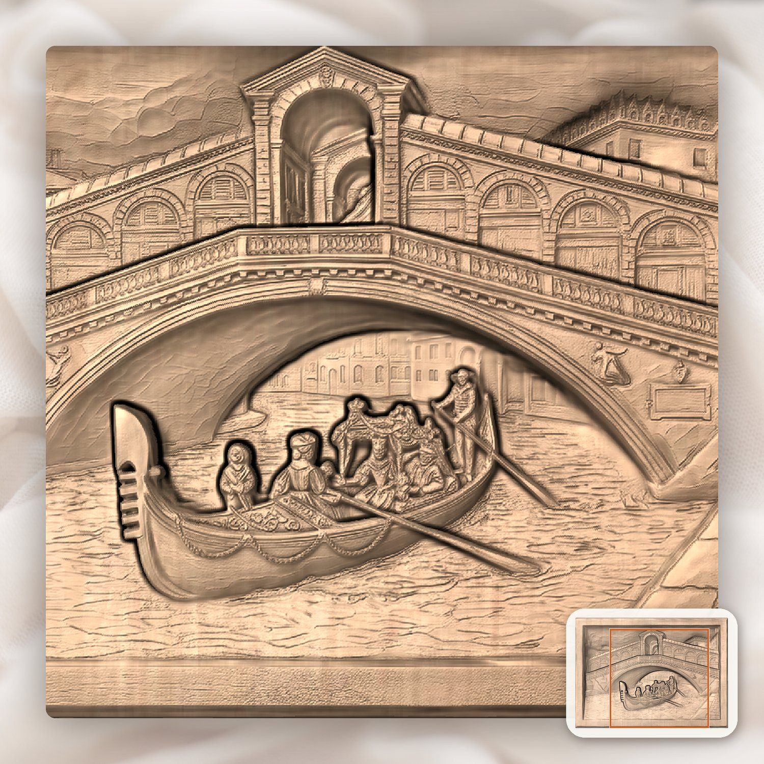 Venice Rialto Bridge Canal Gondola CNC Relief STL bas-relief STL — view 9